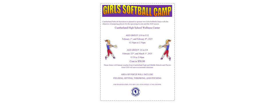 Cumberland Park and Recreation Softball Winter Clinics 